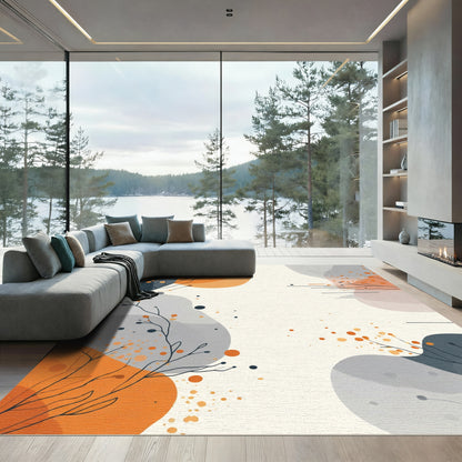 Abstract Terracotta Branch Splatter Rug