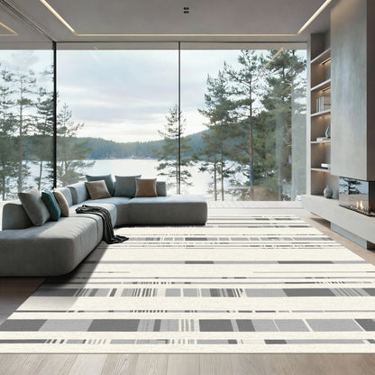 Textured Gray Stripe Abstract Rug