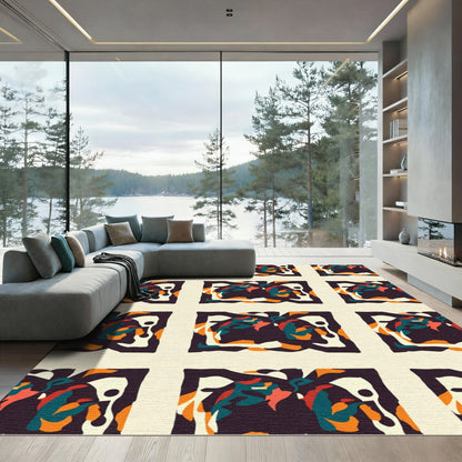 Colorful Abstract Organic Swirl Rug