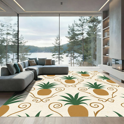 Golden Pineapple Vine Scroll Rug