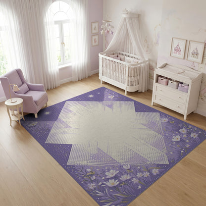 Purple Starry Geometric Floral Rug