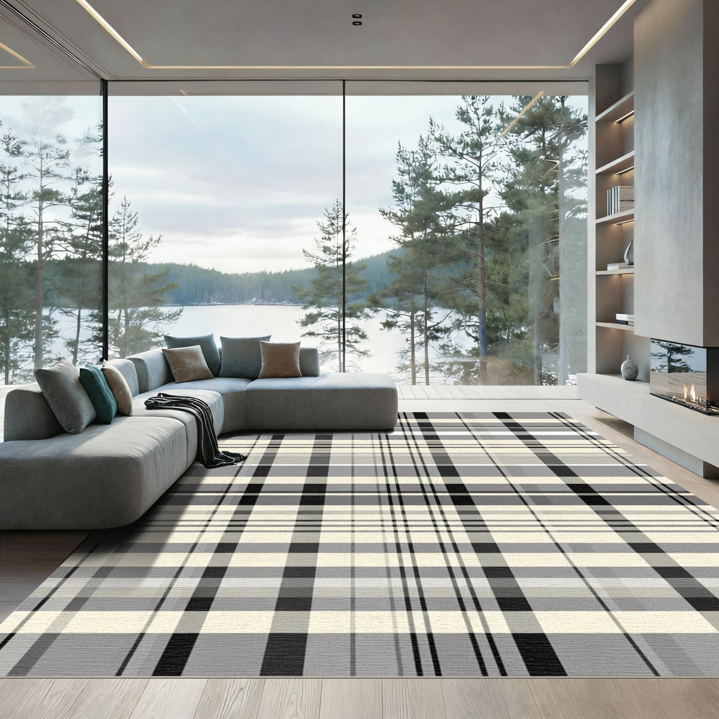Classic Tartan Stripe Neutral Palette Rug