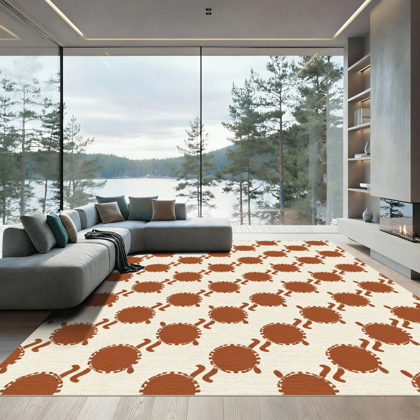 Brown Terracotta Turtle Repeat Rug