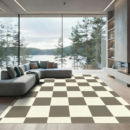 Classic Gray and White Checkerboard Rug