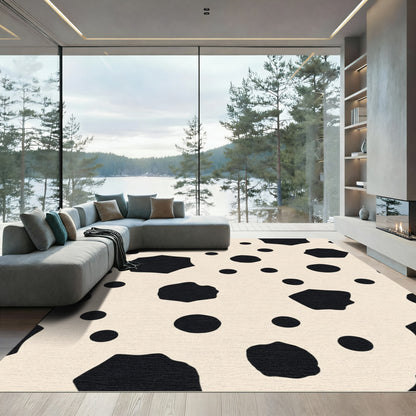 Black Organic Spots Cream Rug
