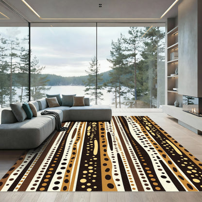Earthy Brown Organic Stripe Pattern Rug