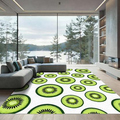 Fresh Sliced Green Kiwi Fruit Rug