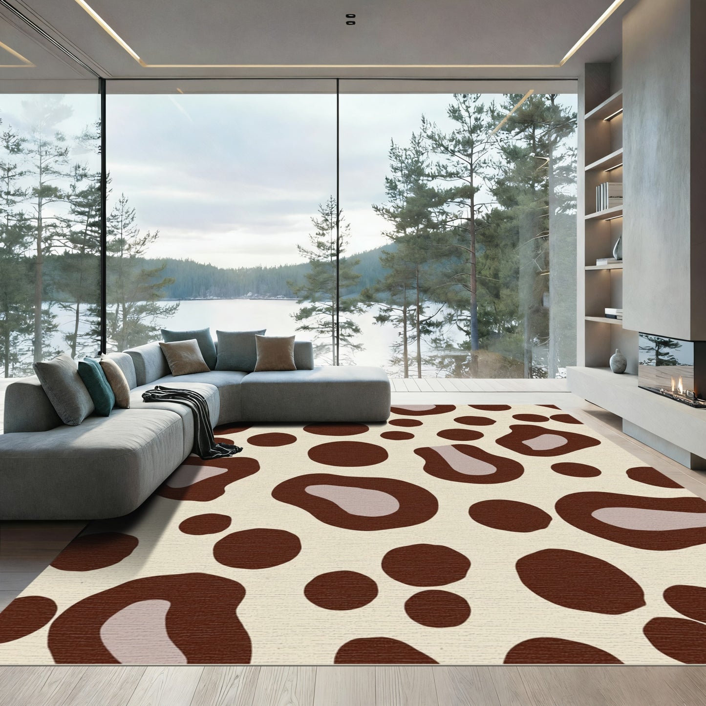 Brown Spots Cream Animal Hide Rug