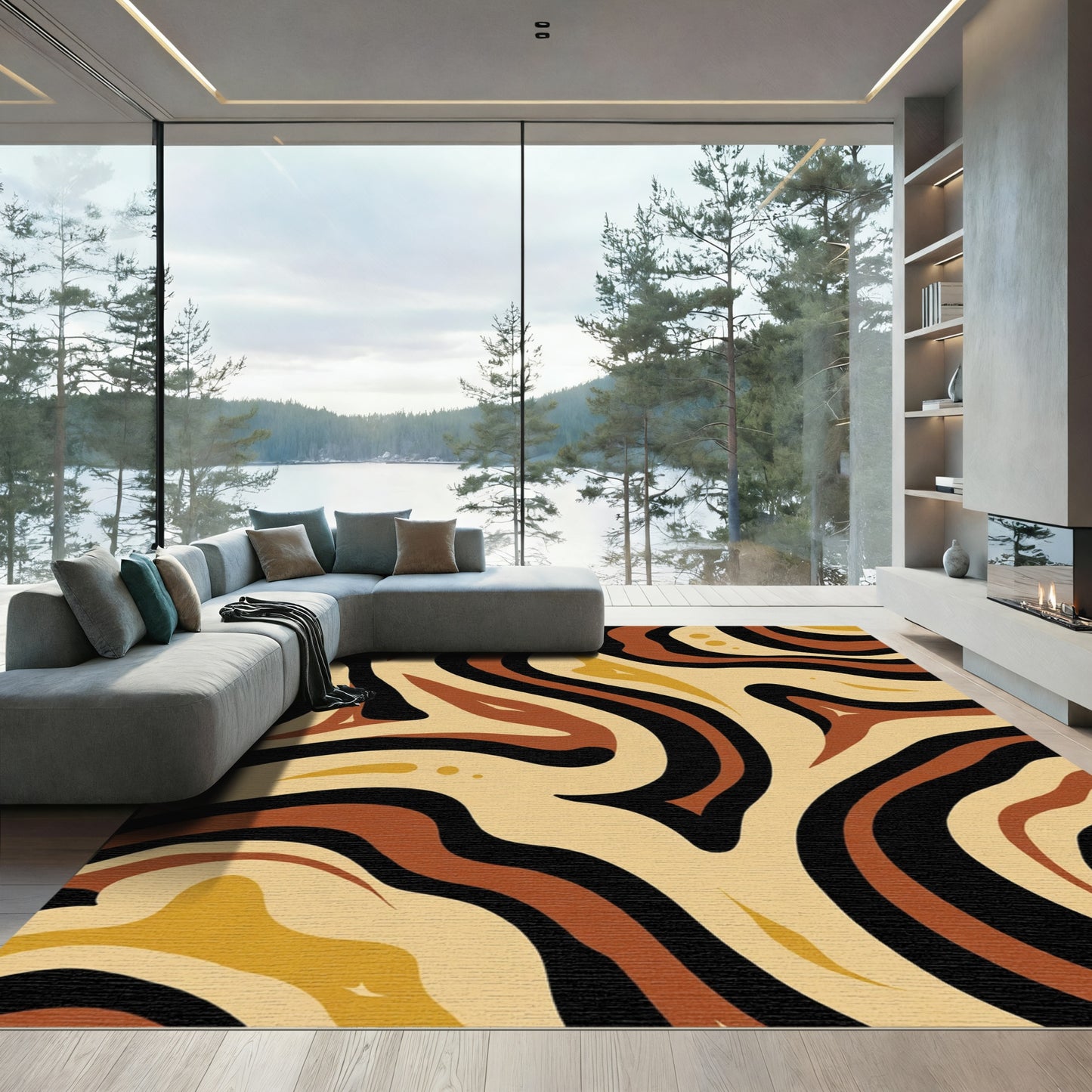 Abstract Swirls Earthy Tones Rug