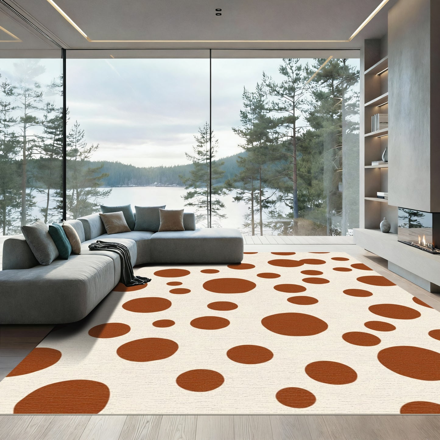 Brown Polka Dot Organic Scatter Rug
