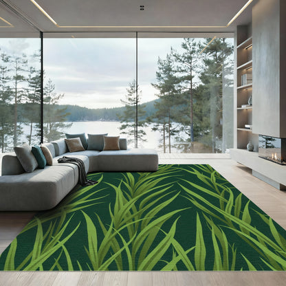 Verdant Green Lush Grass Field Rug
