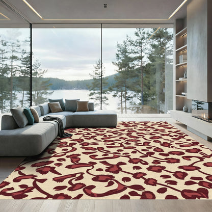 Crimson Blossom Branch Repeating Art Rug