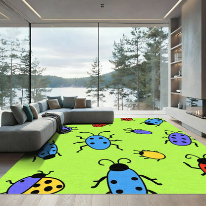 Whimsical Bug Collection Green Area Rug