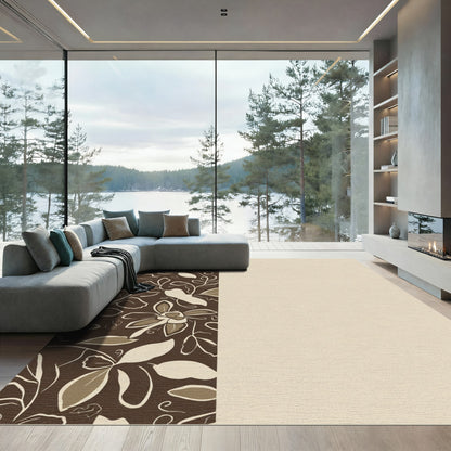 Brown Floral Vines with Cream Accents Rug