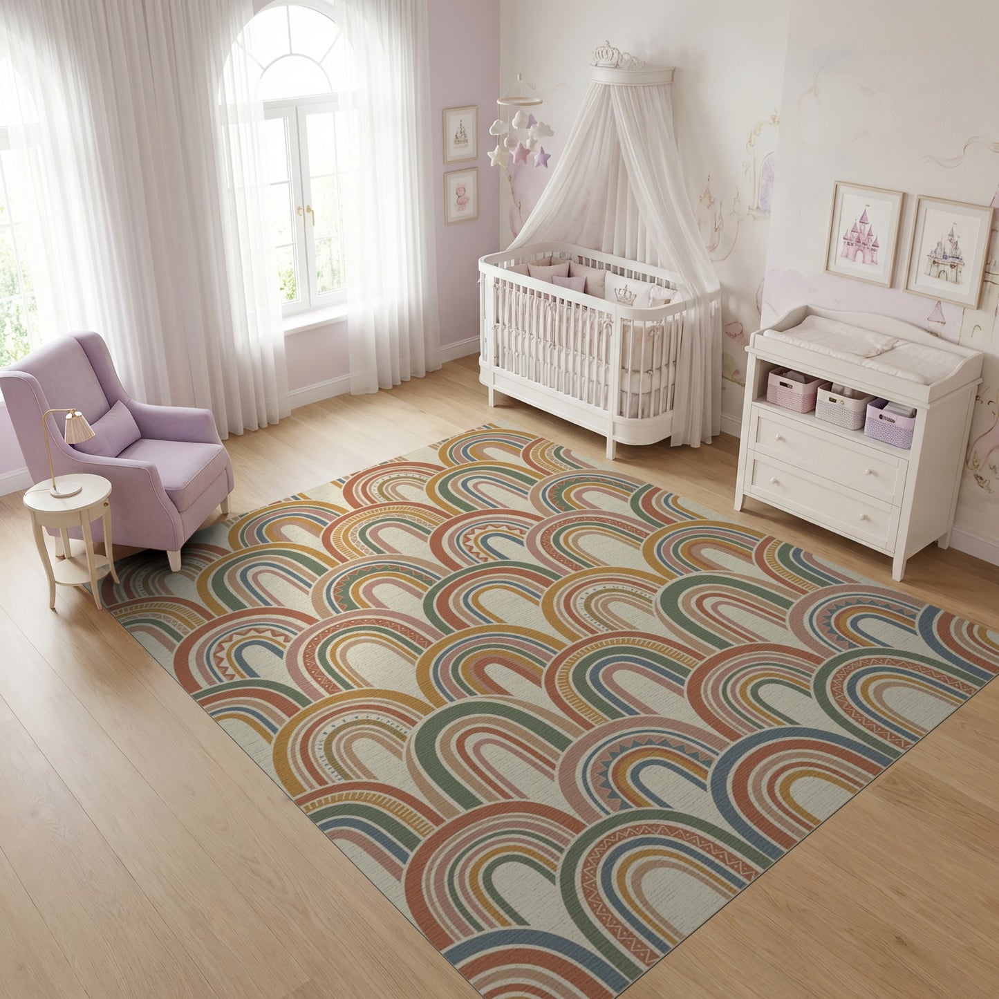 Boho Overlapping Multicolor Arches Rug