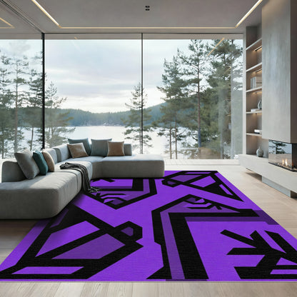 Bold Purple Geometric Angular Rug