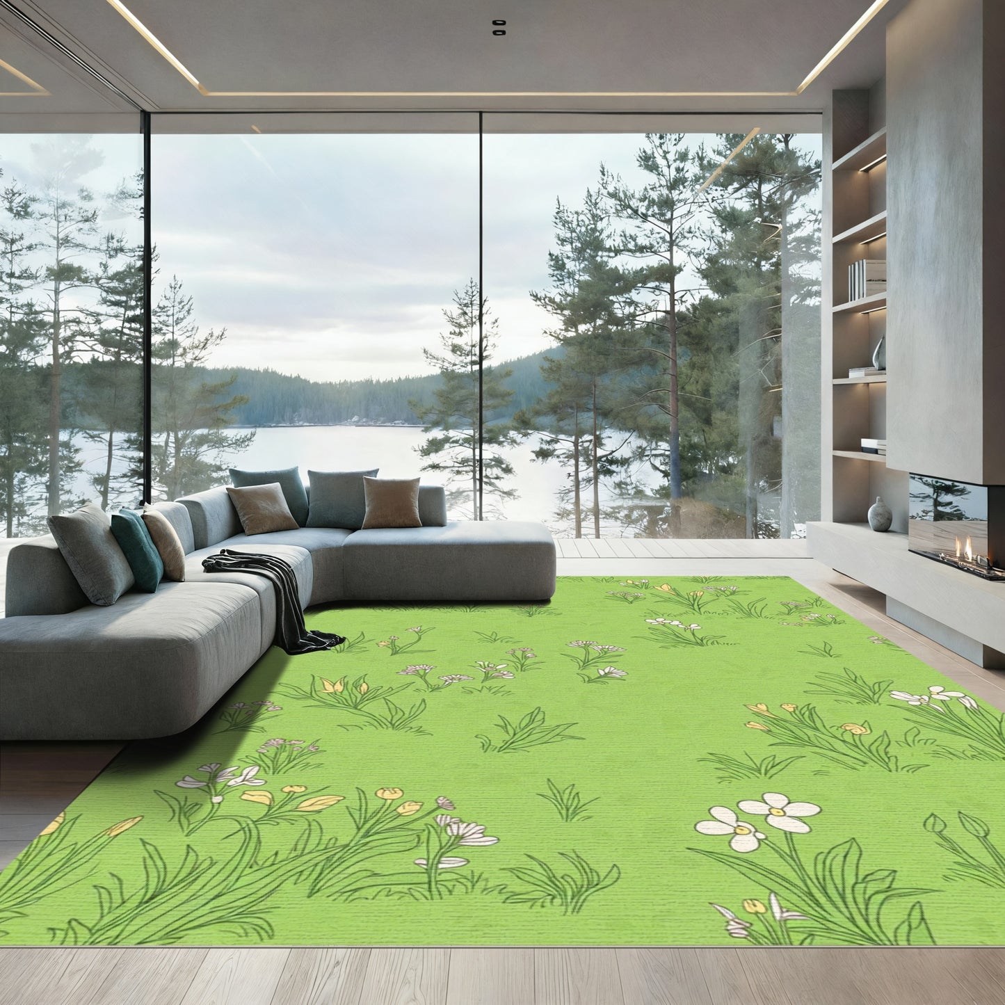Spring Meadow Floral Field Rug