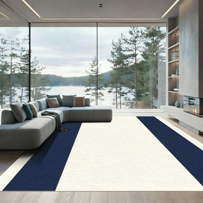 Navy Cream Wide Stripe Rug