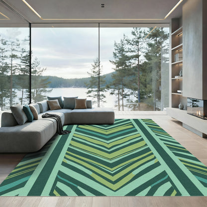 Teal Green Chevron Stripe Rug