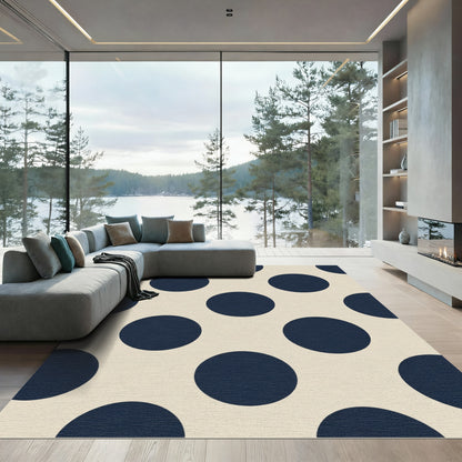 Navy Blue Classic Polka Dot Rug