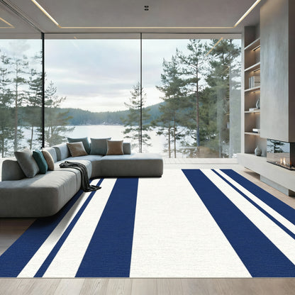 Classic Navy White Stripe Rug