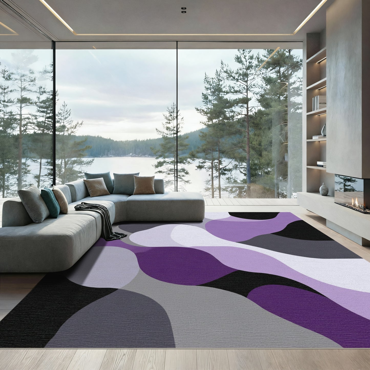 Amethyst Wave Abstract Overlay Rug