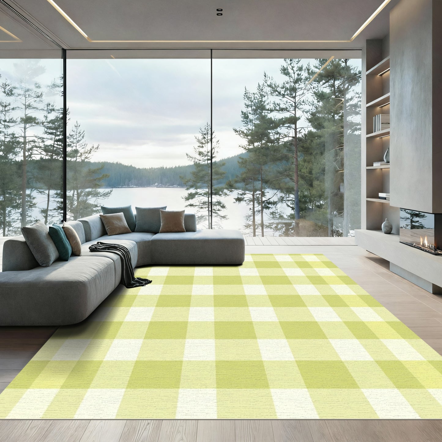 Soft Yellow Gingham Checkmate Rug