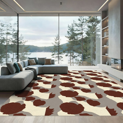 Rustic Brown Abstract Cloud Forms Rug