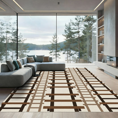 Monochromatic Brown Ladder Arrangement Rug
