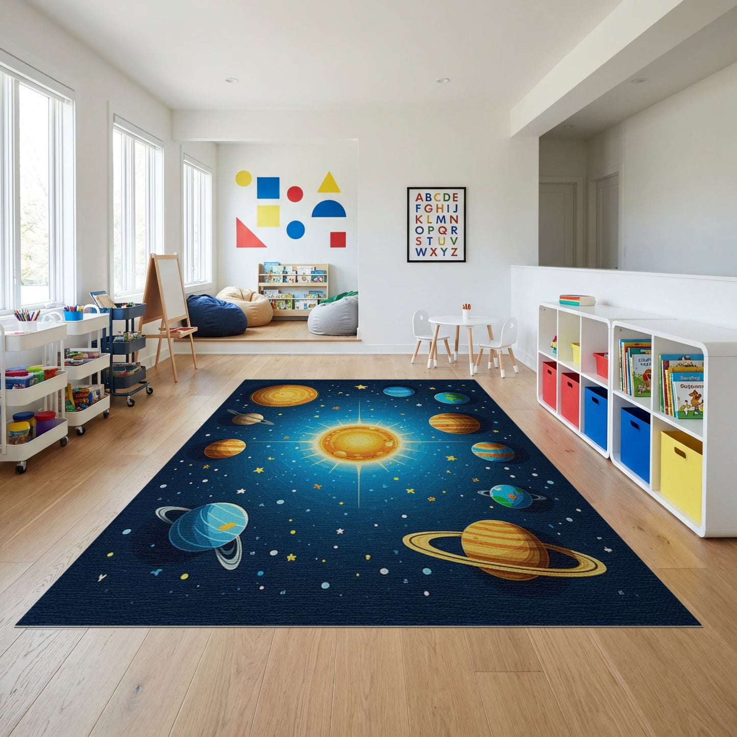 Vibrant Cosmic Planets Sun Stars Rug