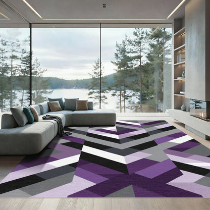 Geometric Diamond Purple Gray Abstract Rug