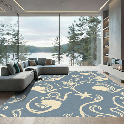 Cream Floral Vine Swirl Rug