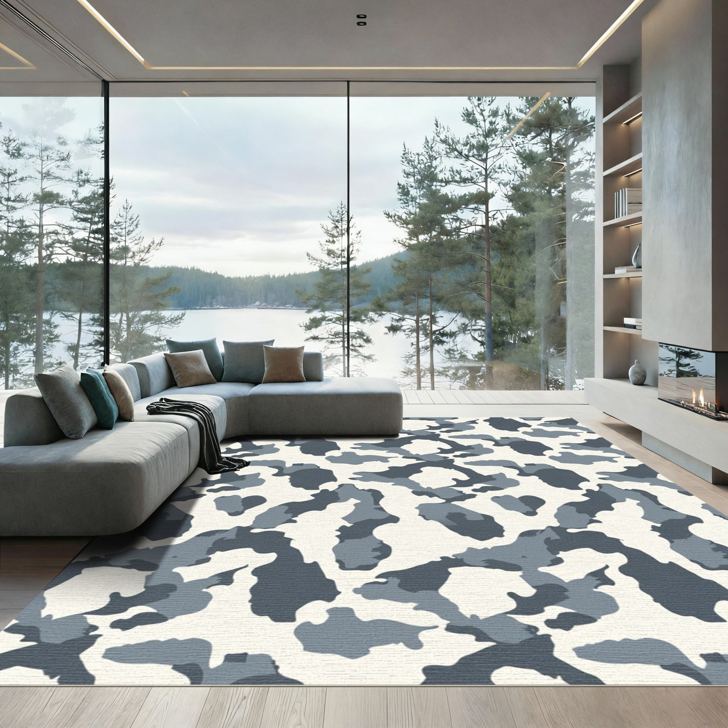 Urban Camouflage Abstract Blocks Rug
