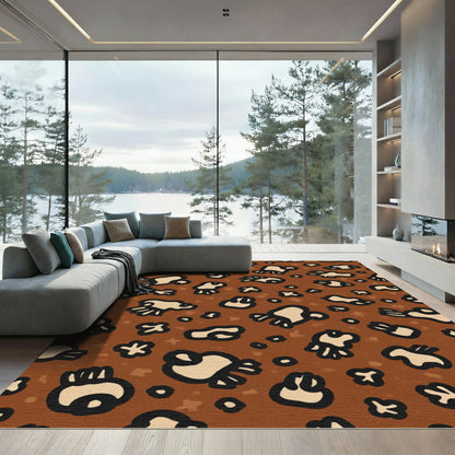Brown Cream Abstract Animal Spots Rug