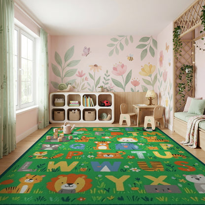 Colorful Jungle Alphabet Animals Rug