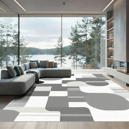 Modern Gray Geometric Shapes Rug