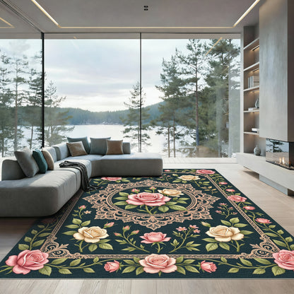 Vintage Blush Pink Rose Lace Rug