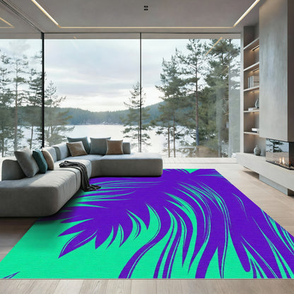 Vibrant Purple Green Abstract Swirl Rug