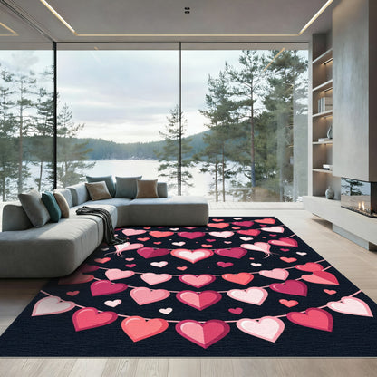 Red Pink Heart Garland String Rug