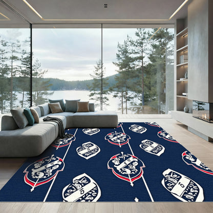 Vintage Blue Red White Crest Rug