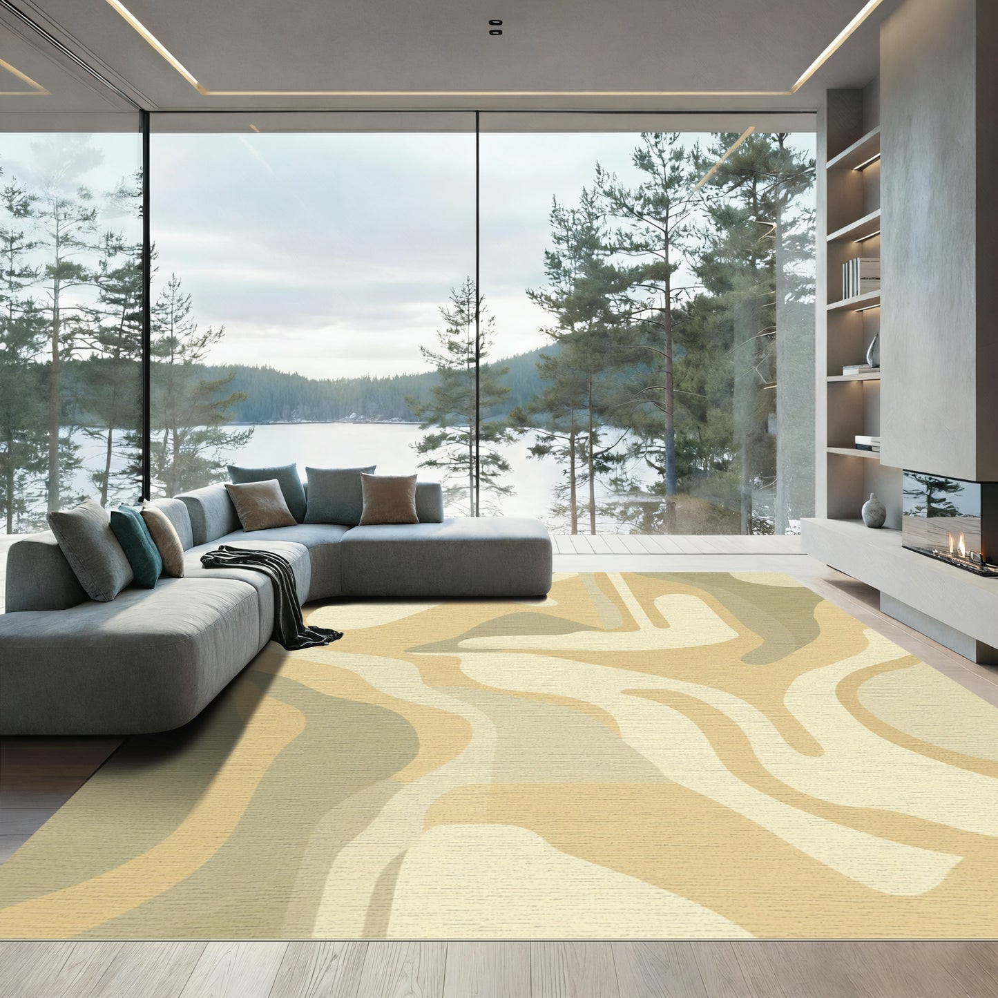 Organic Terracotta Swirl Abstract Rug