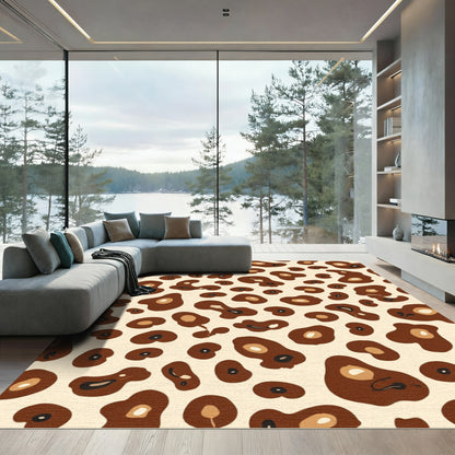 Brown Cream Spotted Leopard Rug