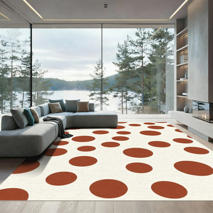 Crimson Circles Cream Background Area Rug