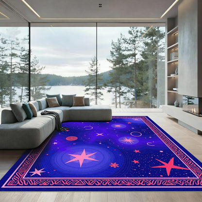 Vivid Blue Cosmic Starburst Rug