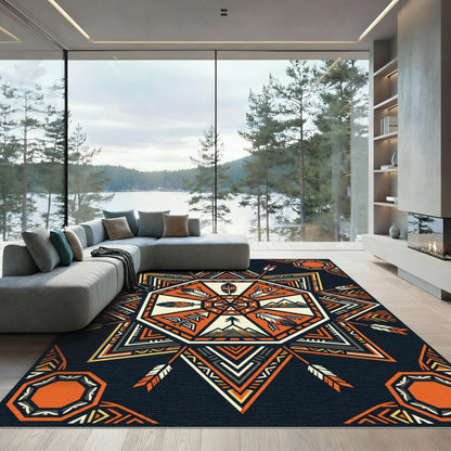 Geometric Mountain Arrow Tribal Orange Rug