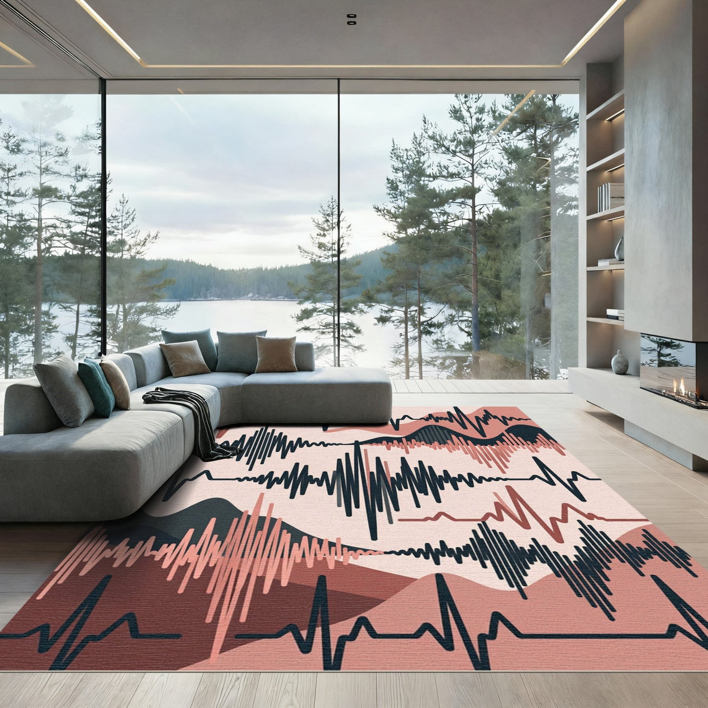 Earthy Abstract Seismic Sound Wave Rug