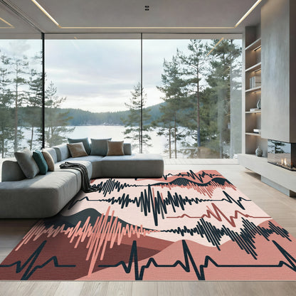 Earthy Abstract Seismic Sound Wave Rug