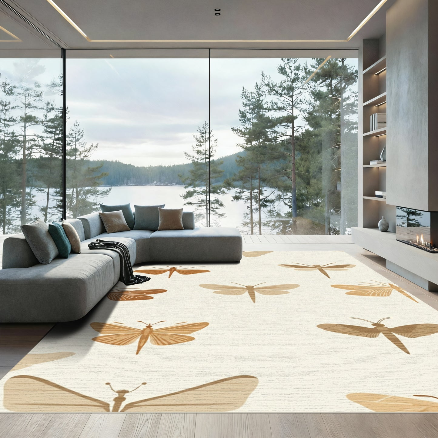 Earthy Tone Insect Collage Rug