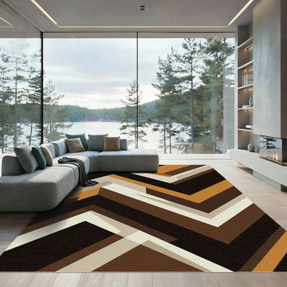 Geometric Earth Tone Chevron Abstract Area Rug