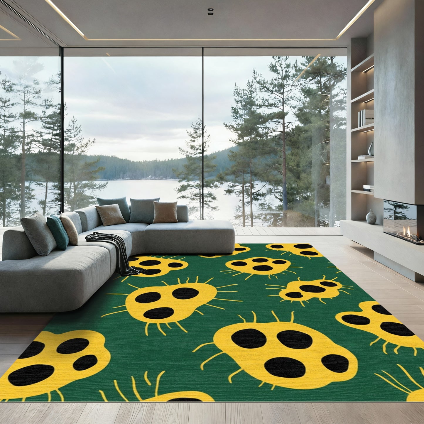 Yellow Amoeba Dot Garden Rug